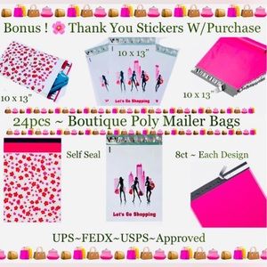 24ct ~ 10x13’ Designer PolyMailers Variety Pack   ~BONUS~24ct Free Stickers 🌿🆕🌿
